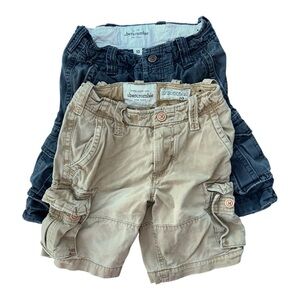 Abercrombie Boys Cargo Shorts Lot, 100% Cotton, Size 10, Beige Navy